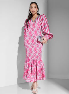 Threadz by Ajooni Balloon Sleeve Tiered Hem Dress  - Image 4