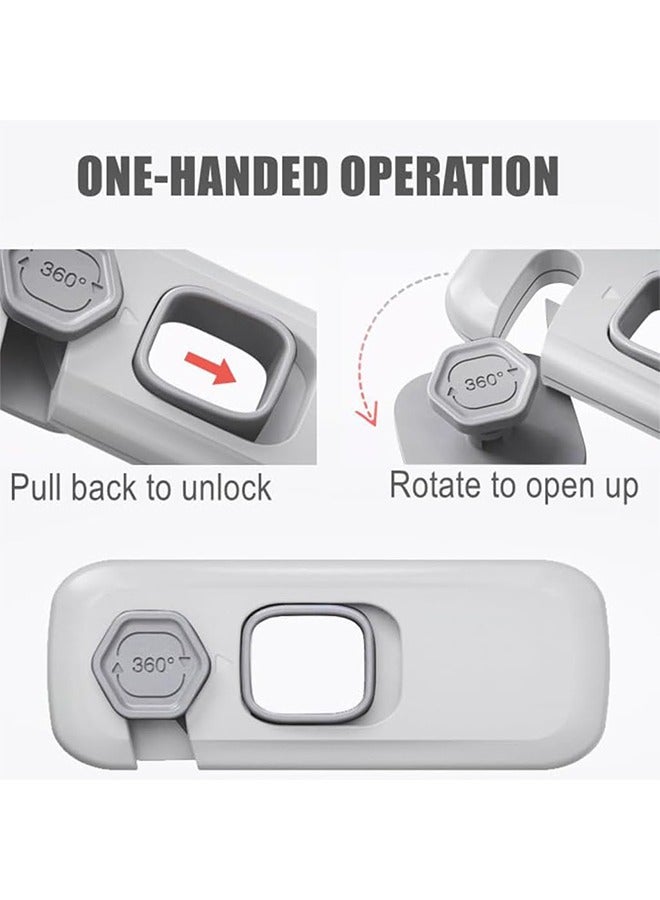 أقفال الأطفال ، أقفال الثلاجة للأطفال ، 2 أقفال الثلاجة سلامة الطفل ، أقفال الفرن سلامة الطفل ، الأدراج ، وخزانات الملابس والثلاجات ، أقفال مجلس الوزراء سلامة الطفل ضد السرقة ، رمادي - Image 4