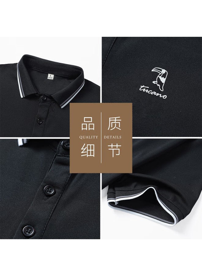 Tucano Men's Short Sleeve Solid Color Polo Undershirt Business Fashion Casual All-match Top Men's Clothing Gray Blue 2XL - Image 1