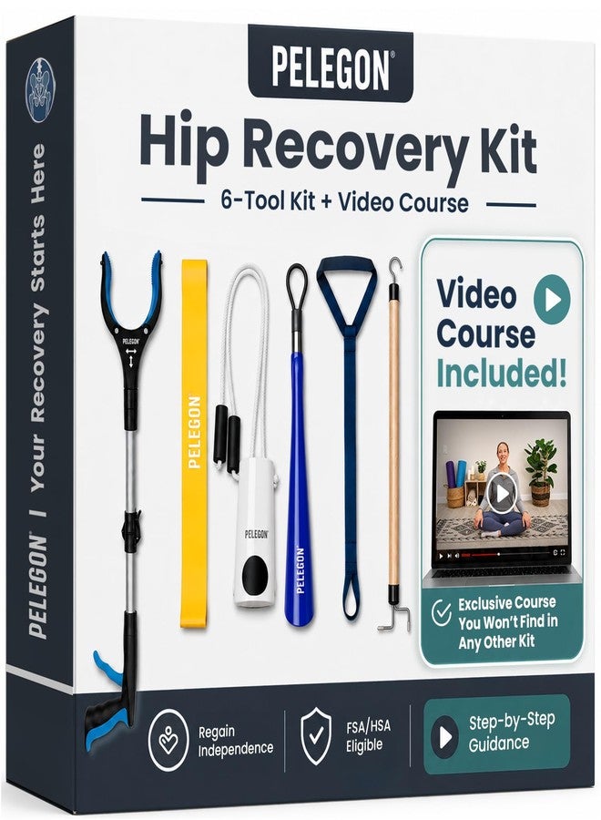 PELEGON Hip Kit - Hip Kit Post Surgery - Hip Replacement Kit After Surgery with Grabber Tool, Sock Aid, Leg Lifter, Dressing Stick, Shoe Horn, Exercise Band - Complete Recovery Kit for Seniors - Image 1