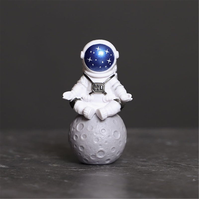 Ni-JASW Blue White Astronaut Statues Set of 4, Spaceman Sculpture Figurines Outer Space Theme Decor for Nursery Room Cake Topper - Image 3