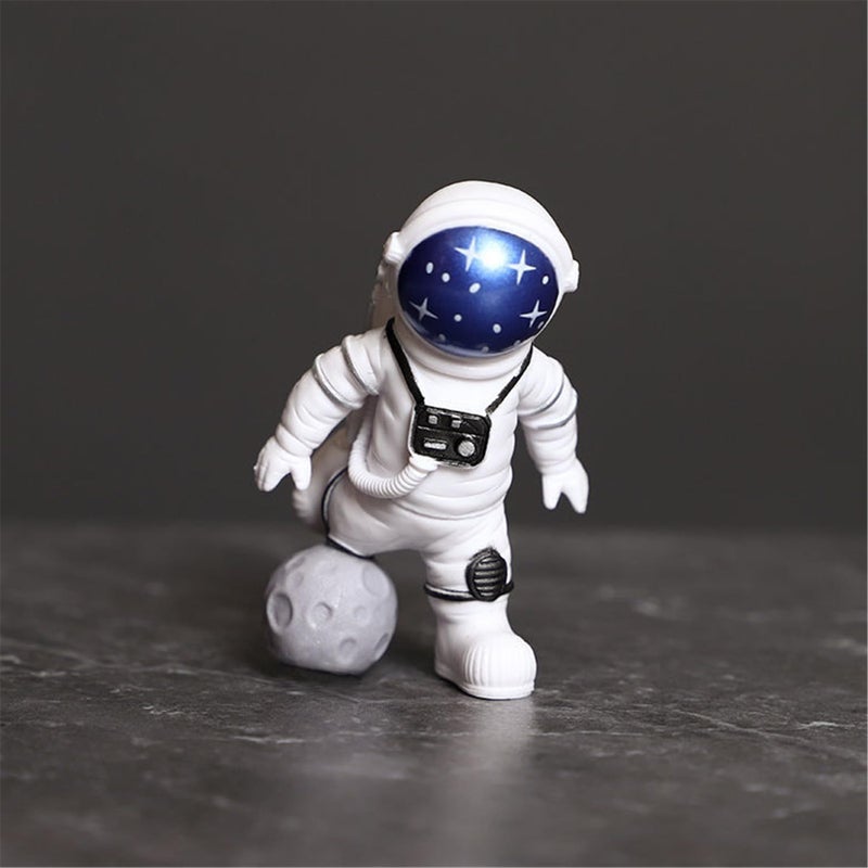 Ni-JASW Blue White Astronaut Statues Set of 4, Spaceman Sculpture Figurines Outer Space Theme Decor for Nursery Room Cake Topper - Image 4