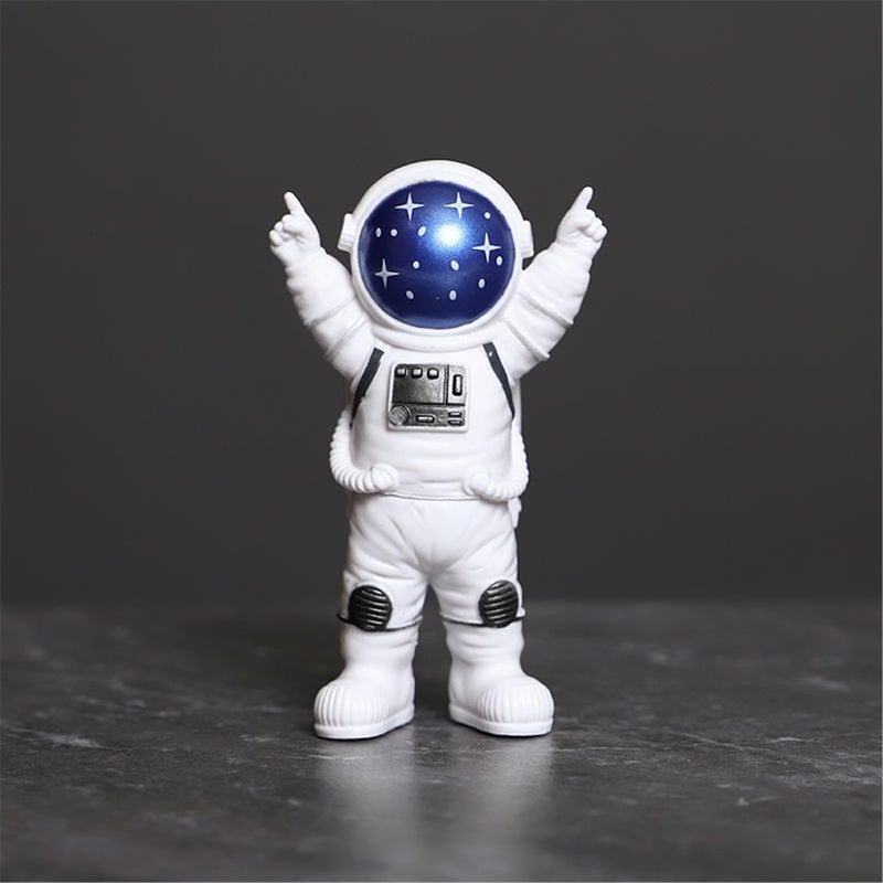Ni-JASW Blue White Astronaut Statues Set of 4, Spaceman Sculpture Figurines Outer Space Theme Decor for Nursery Room Cake Topper - Image 2