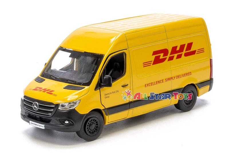 KinsFun KiNSMART - Mercedes-Benz Sprinter DHL Edition Cargo Van, 1:48 O Scale Die Cast Metal Model Toy Van, Pull-Back Action - Image 2