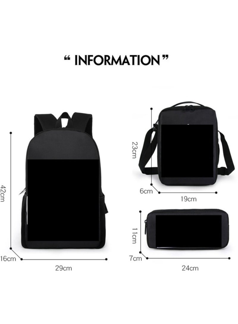 MINECRAFT Digital Printing Large Capacity Backpack Three piece Set Lunch Bag Pen Bag Polyester Comfortable Load Reducing Backpack for Students and Children Unisex - Image 2