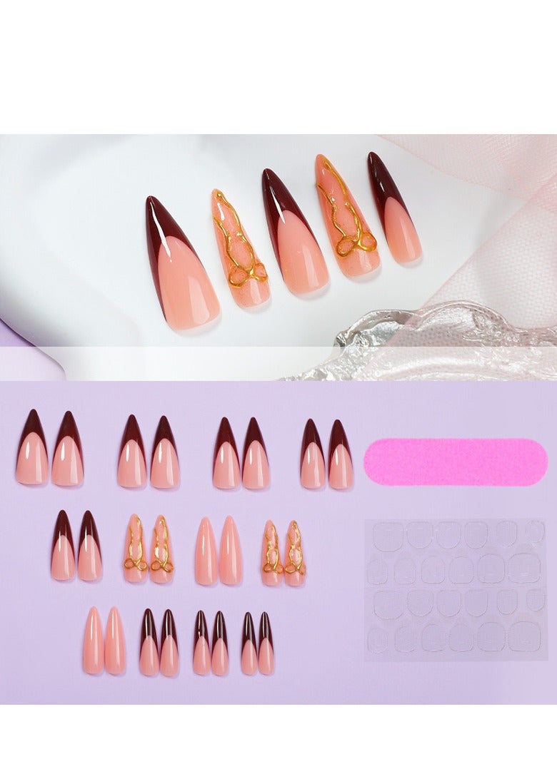 Captaintech French Tip Press On Nails - Package Soft Gel French False Nails Short, Salon-quality Press On Nails, Seamless Glue-on Nails for Woman Nail Art Manicure - Image 3