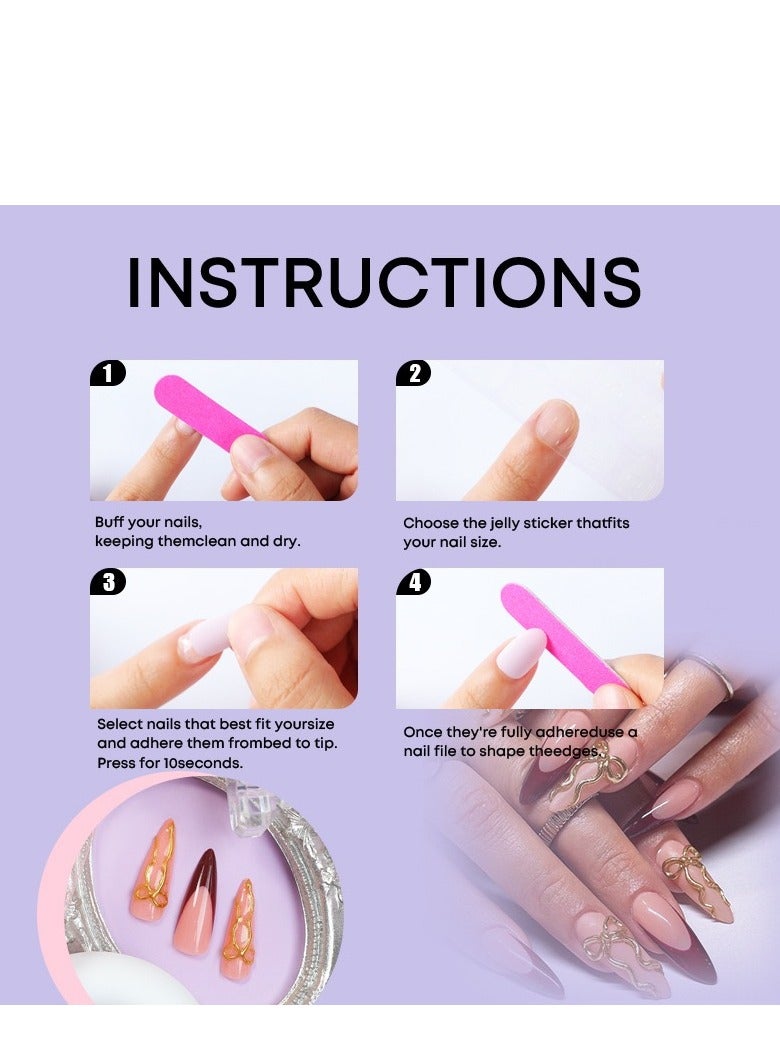 Captaintech French Tip Press On Nails - Package Soft Gel French False Nails Short, Salon-quality Press On Nails, Seamless Glue-on Nails for Woman Nail Art Manicure - Image 5
