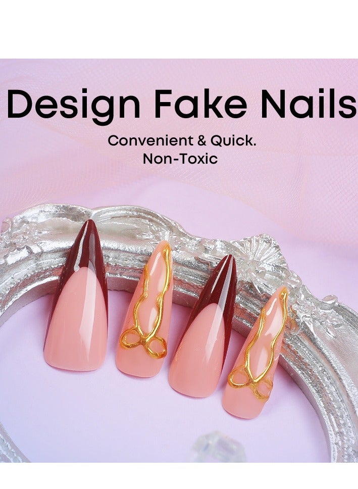 Captaintech French Tip Press On Nails - Package Soft Gel French False Nails Short, Salon-quality Press On Nails, Seamless Glue-on Nails for Woman Nail Art Manicure - Image 2