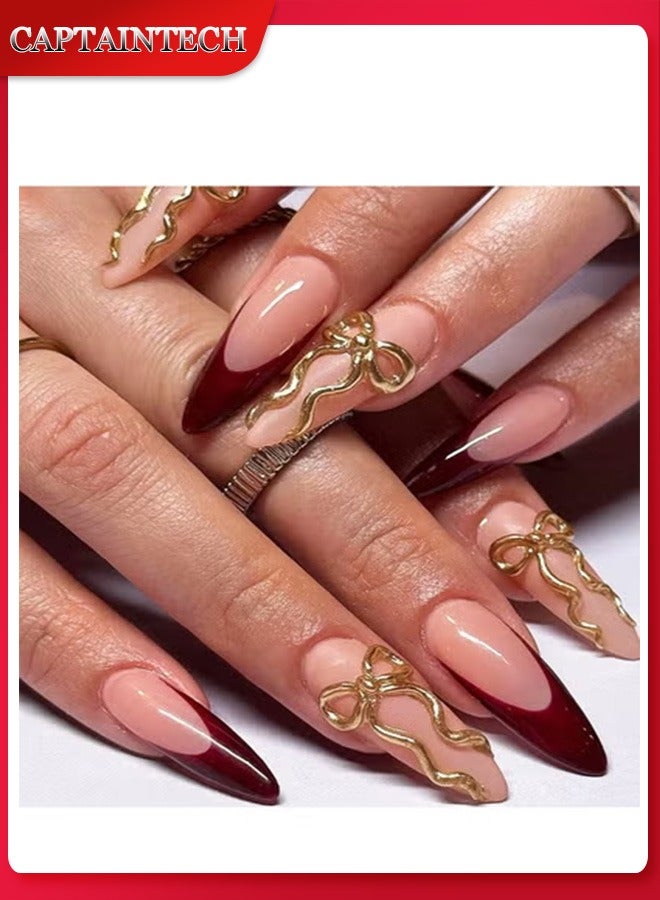 Captaintech French Tip Press On Nails - Package Soft Gel French False Nails Short, Salon-quality Press On Nails, Seamless Glue-on Nails for Woman Nail Art Manicure - Image 1