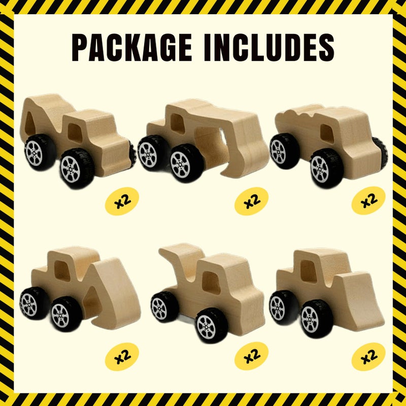 GOGREENWOVEN 12 PCS Construction Party Favors & DIY Craft Kit - Unfinished Wooden Truck Painting Set with Bubble Wands, Paints, Brushes & Cards - Birthday Party Favors for Kids, Boys & Girls, Classroom Rewards - Image 3