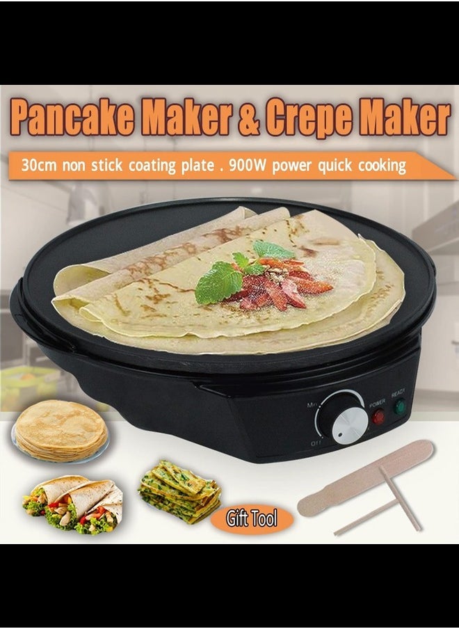 Generic - Electric Crepe Maker, Pancake Crepe Maker 900W Electric Crepe Maker Griddle 30cm Nonstick Grill Pan Adjustable Temperature Control for Home - Image 1
