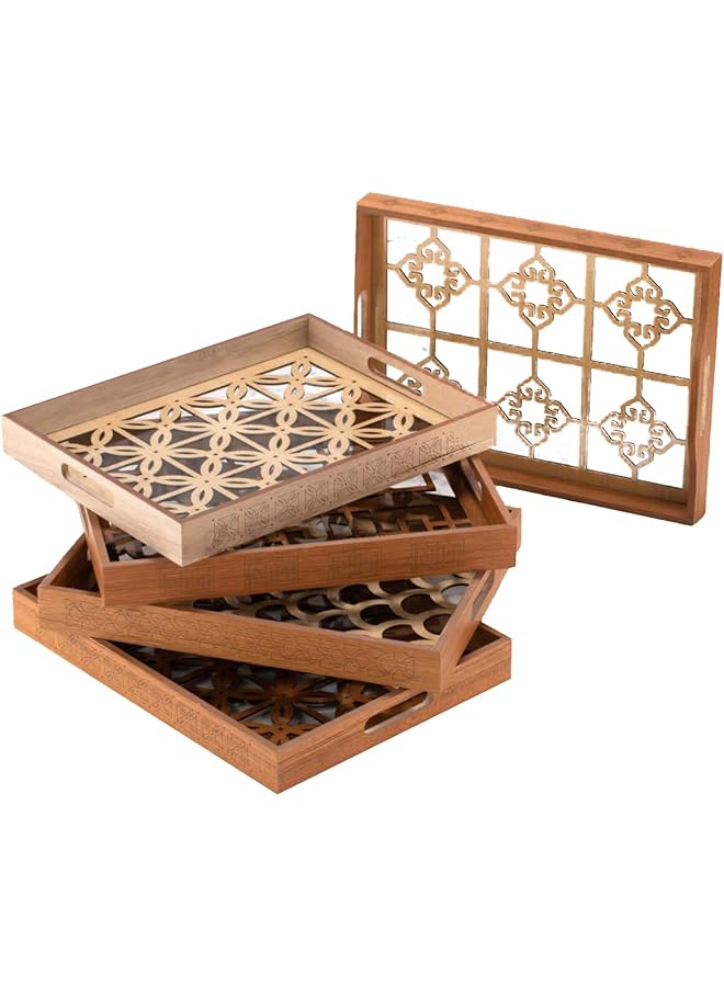 Wooden Serving Tray With Glass Top 40X30X4Cm - Image 1