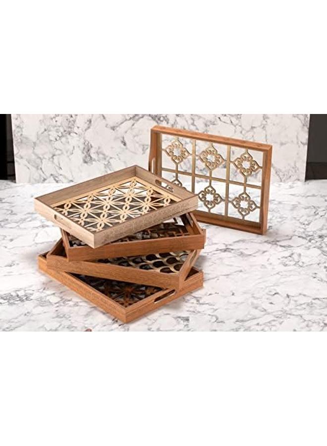 Wooden Serving Tray With Glass Top 40X30X4Cm - Image 2