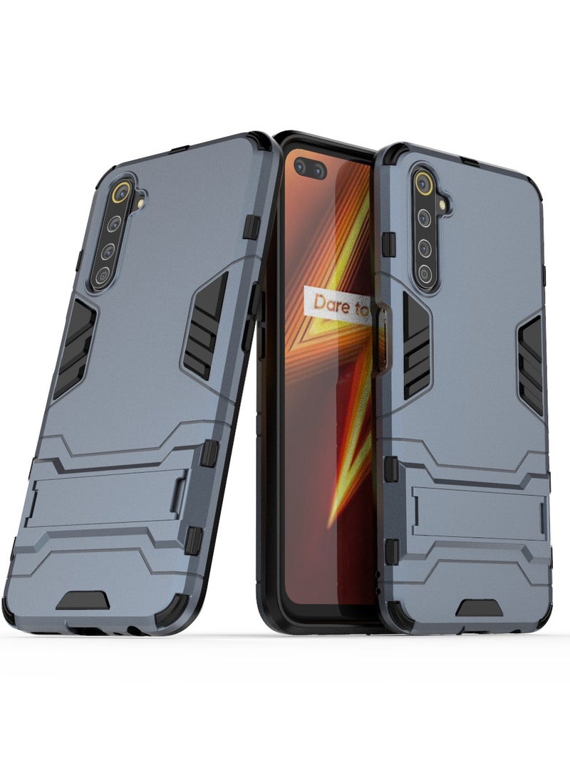 Phone Case Cover TPU+PC With stand in Back shock resistant compatible with Realme 6 ( Blue ) - Image 2