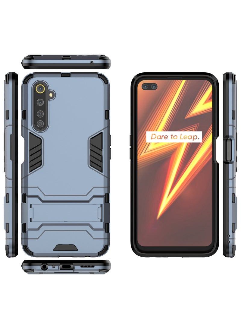 Phone Case Cover TPU+PC With stand in Back shock resistant compatible with Realme 6 ( Blue ) - Image 4