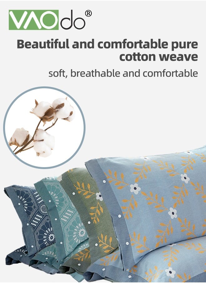 VAOdo 2PCS 100% Washed Cotton Pillowcases Luxury Soft Breathable Pillow Covers with Button Closure All-inclusive Non-slip Breathable Pillowcase with Buttons  - Image 4