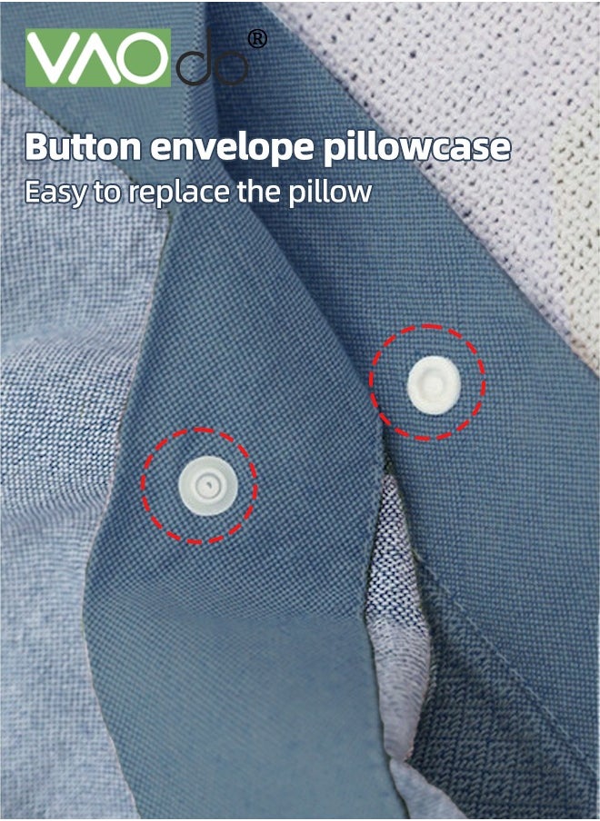 VAOdo - 2PCS 100% Washed Cotton Pillowcases Luxury Soft Breathable Pillow Covers with Button Closure All-inclusive Non-slip Breathable Pillowcase with Buttons - Image 1