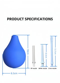 Harse 224ml Enema Bulb Kit Douche Cleaner Enema Kit for Women Men with 4 Replaceable Nozzles（Blue）  - Image 2