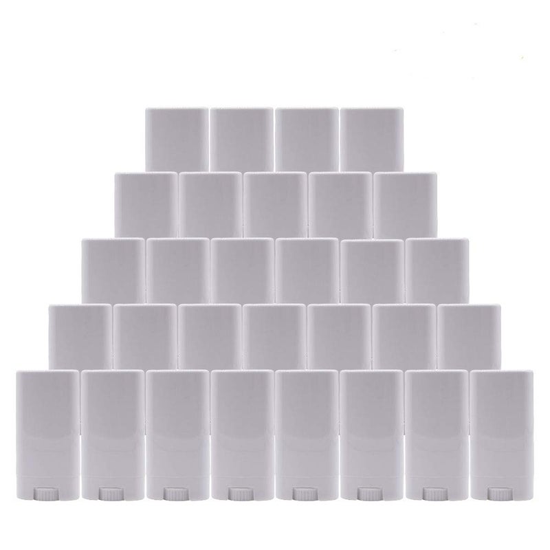 Healthcom 15ml White Plastic Deodorant Containers 05 Oz New Empty Oval Lip Balm Tubes for Lipstick Crayon Chapstick DIY Make Your Own Deodorant Moisturizer Lotion Bar30 Pack - Image 1
