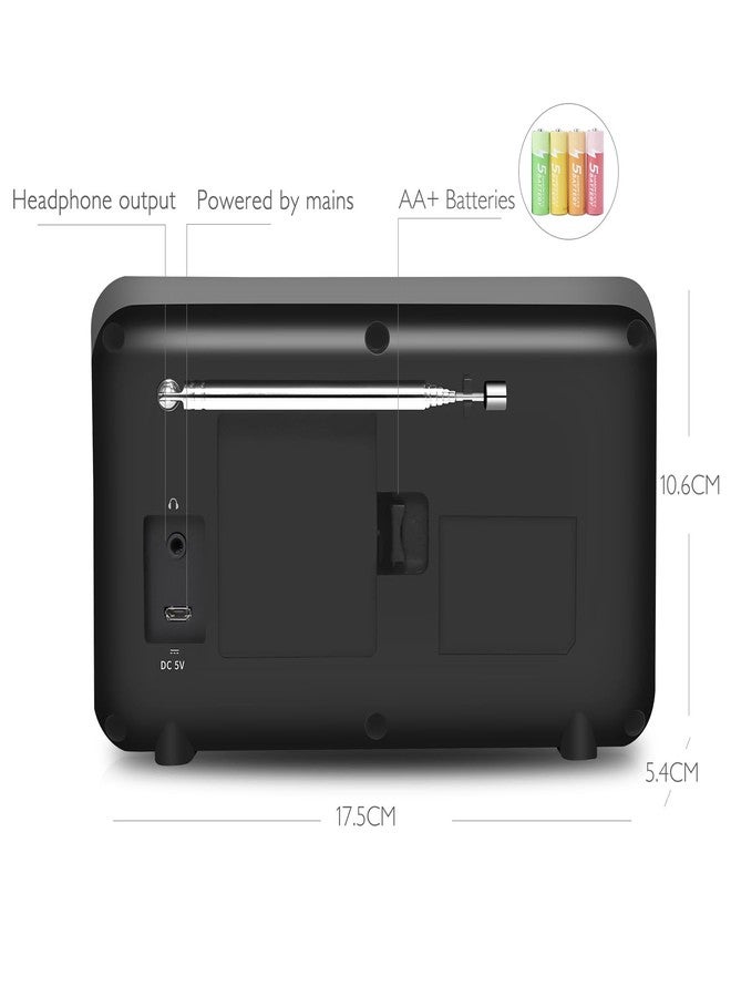 LEMEGA IR1 Portable WIFI Internet Radio,FM Digital Radio,Bluetooth Speaker,Dual Alarms Clock,Sleep Snooze Timer,40 Presets, Headphone-Output,Colour Display,Batteries or Mains Powered - Black Finish - Image 3