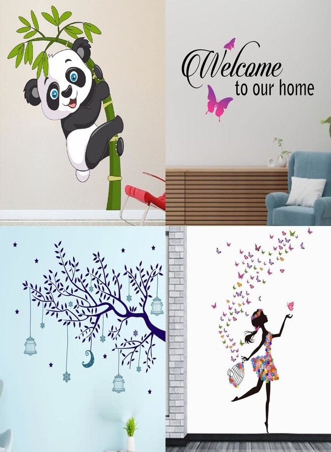 Merical Baby Panda, Welcome Home Butterfly, Blue Tree Moon, Dreamy Girl Wall Decor Stickers for Living Room, Hall,Bed Room and Kids Room. - Image 1