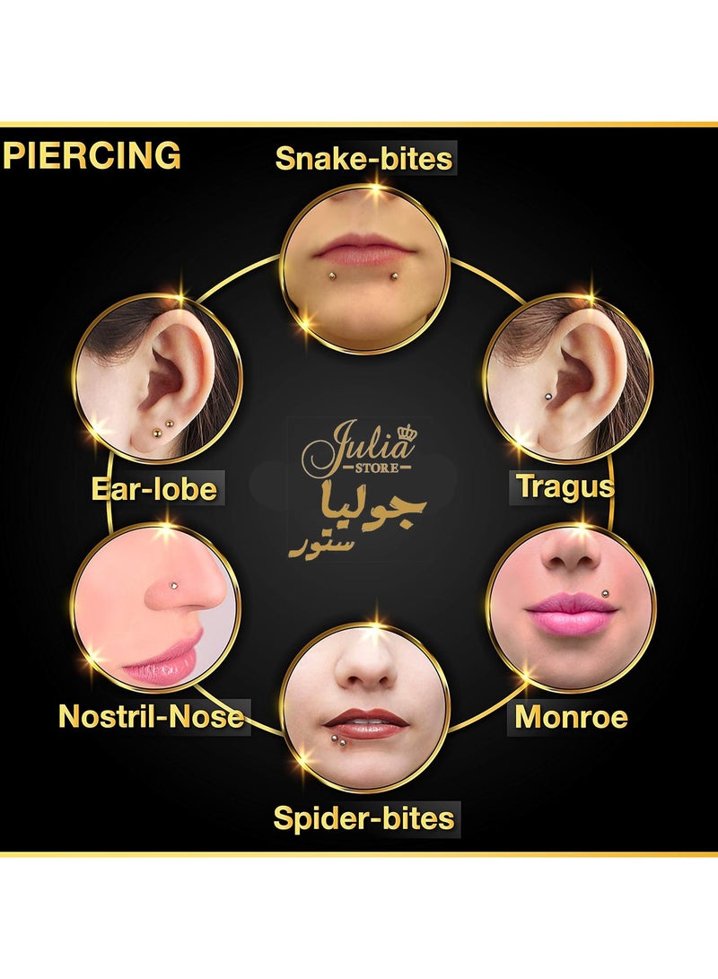 جوليا ستور حلق الزنمة الجراحي من الفولاذ 16 جرام 8 مم، حلق هيليكس ومسمار ثقب لابريت، قمة فريدو 3 مم من متجر جوليا  - Image 2