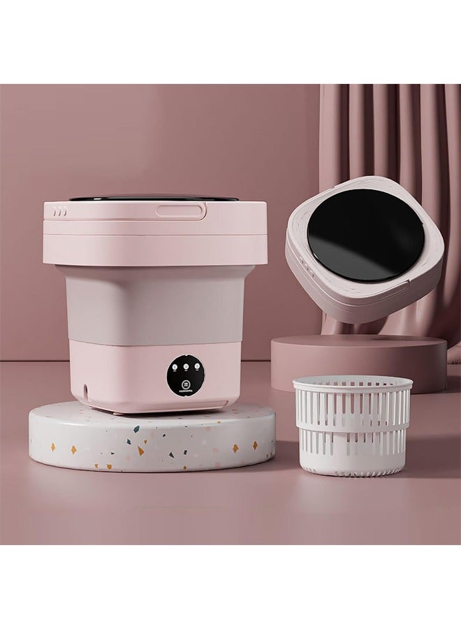 Portable Washing Machine Foldable, 8L Mini Washer Machine with Dehydration Function for Underwear, Baby Clothes, Mini laundry machine suitable for Travel, RV, Camping, Home or Apartments(Pink)  - Image 1