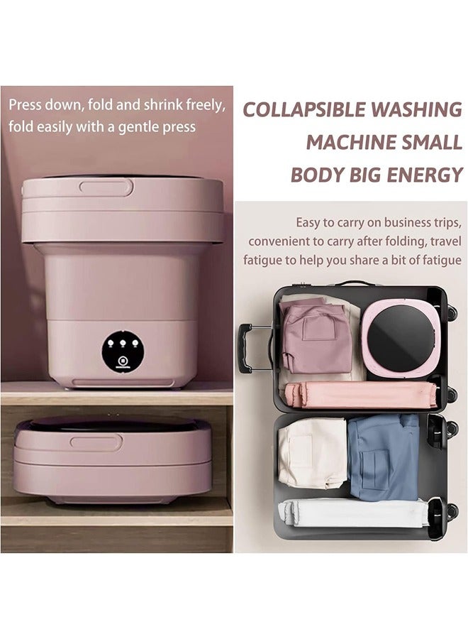 Portable Washing Machine Foldable, 8L Mini Washer Machine with Dehydration Function for Underwear, Baby Clothes, Mini laundry machine suitable for Travel, RV, Camping, Home or Apartments(Pink)  - Image 3