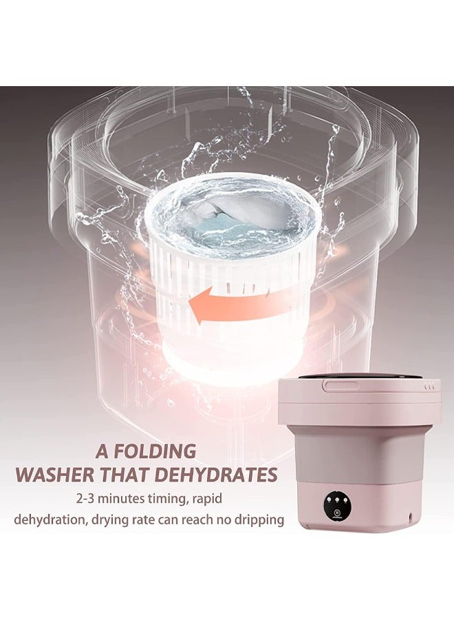 Portable Washing Machine Foldable, 8L Mini Washer Machine with Dehydration Function for Underwear, Baby Clothes, Mini laundry machine suitable for Travel, RV, Camping, Home or Apartments(Pink)  - Image 4