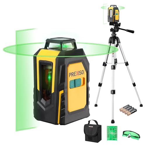 PREXISO 360 Laser Level with Tripod 100Ft Self Leveling Cross Line Laser Green Horizontal Line for Construction Floor Tile Renovation with Target Plate Green Glasses Carry Bag 4 AA Batteries - Image 1