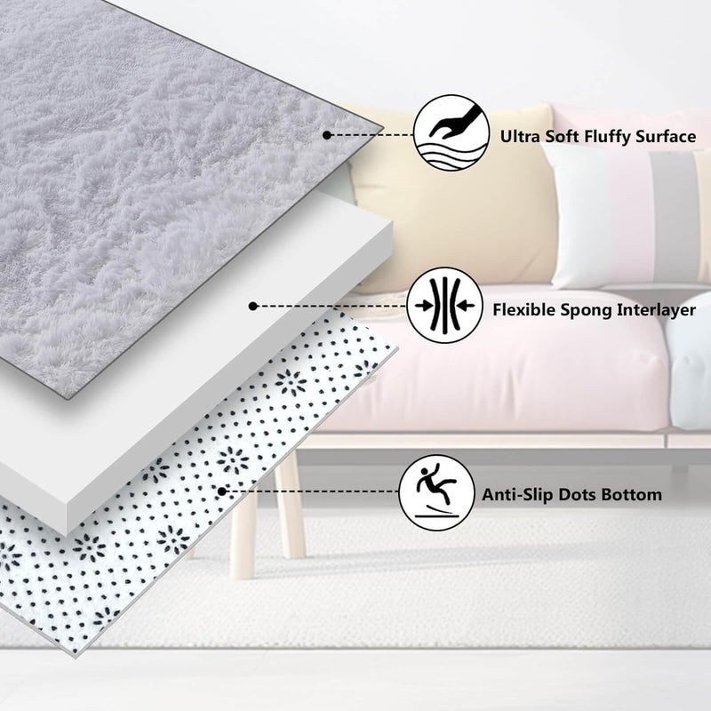Rugs for Living Room Fluffy Area Rug Shaggy for Bedroom Soft Modern Luxury Fur Carpet for Kids Room Nursery Indoor Plush Furry Rug Comfy Home Decor Floor Mat (White, 80 x 150 cm) - Image 3