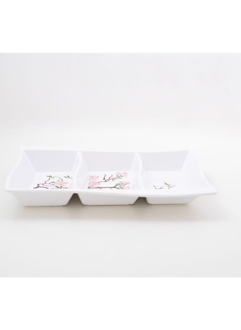 Bright Designs - Bright Designs Melamine Savoury Tray 
Set of 2 (L 30cm W 19cm H 3cm) Cherry Blossom - Image 1