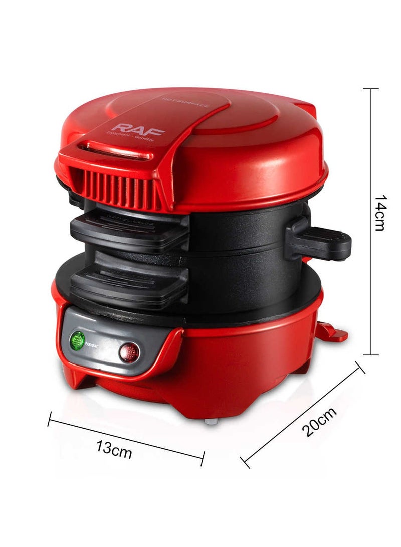 RAF Electrical Non-sticking Hamburger Making Machine, Mini Sandwich Burger Makers, Breakfast Sandwich Maker with Egg Cooker Ring, Easy Clean Non Stick Burger Sandwich Omelette Toaster Maker, 600W Portable - Image 4
