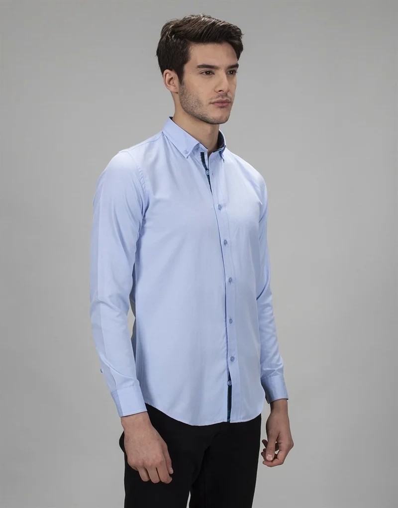 Tudors Slim Fit Plain Blue Sports Men's Shirt