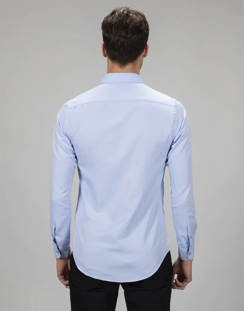 Tudors Slim Fit Plain Blue Sports Men's Shirt