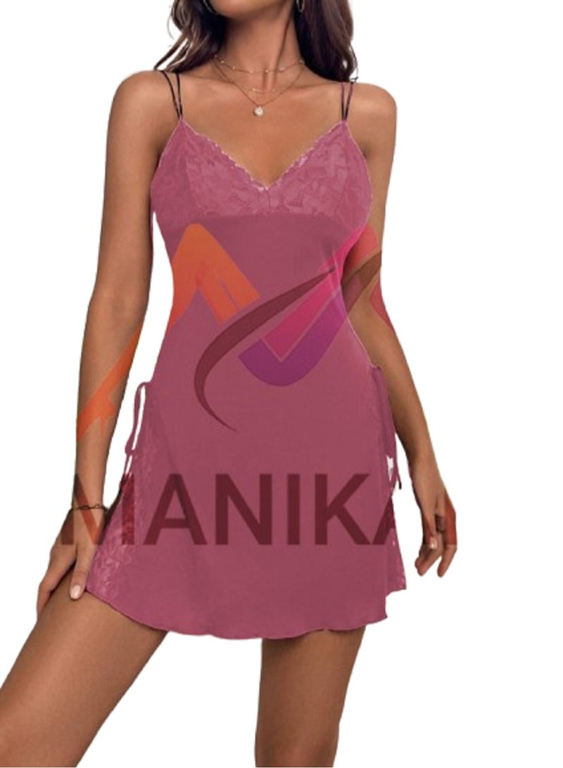 MANIKAN MANIKAN women's short lingerie set with short sleeves and an open chest decorated with a bow  - Image 1