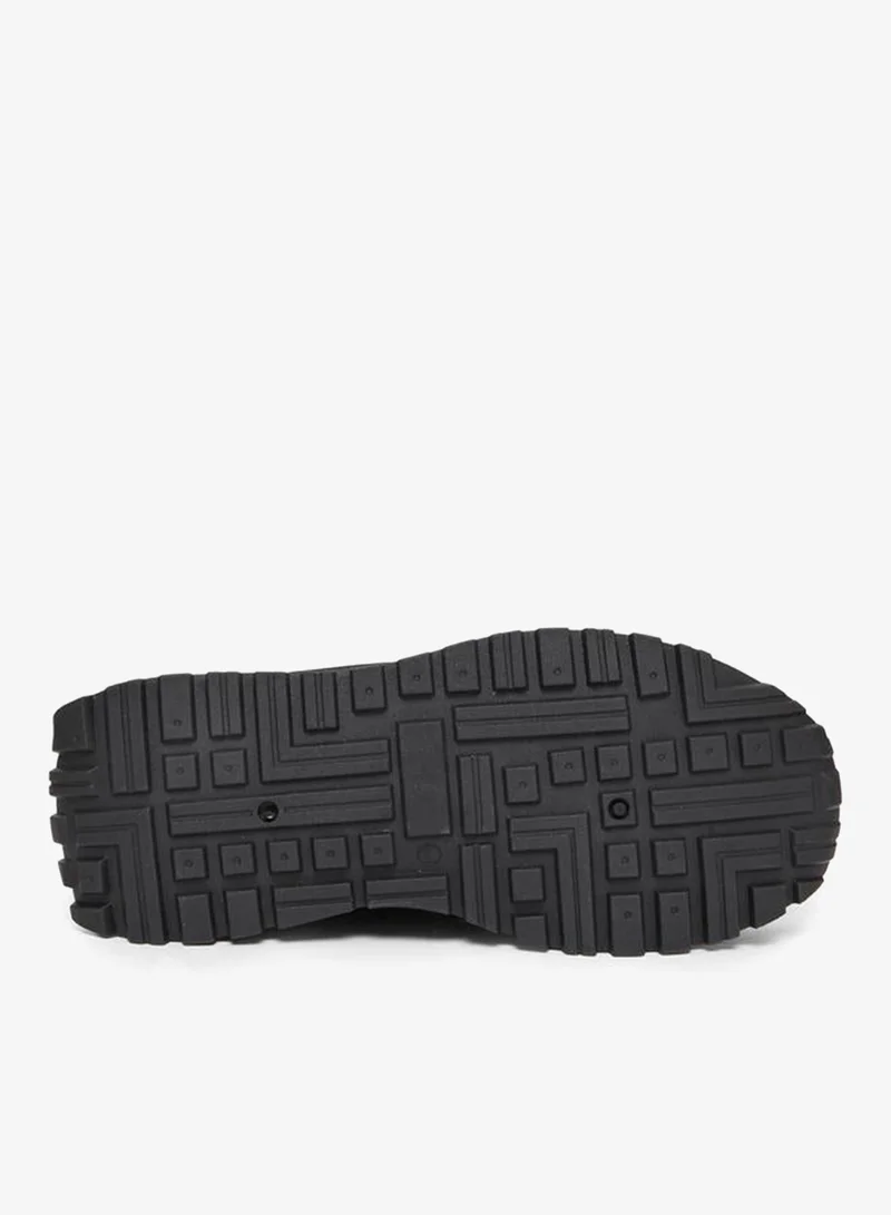 Styli  Black Contrast Panel Lace-Up Sneakers for Men | Best Price UAE