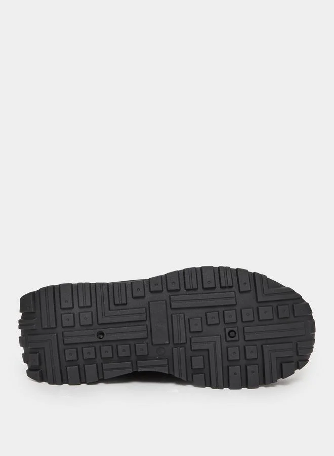 Styli  Black Contrast Panel Lace-Up Sneakers for Men | Best Price UAE