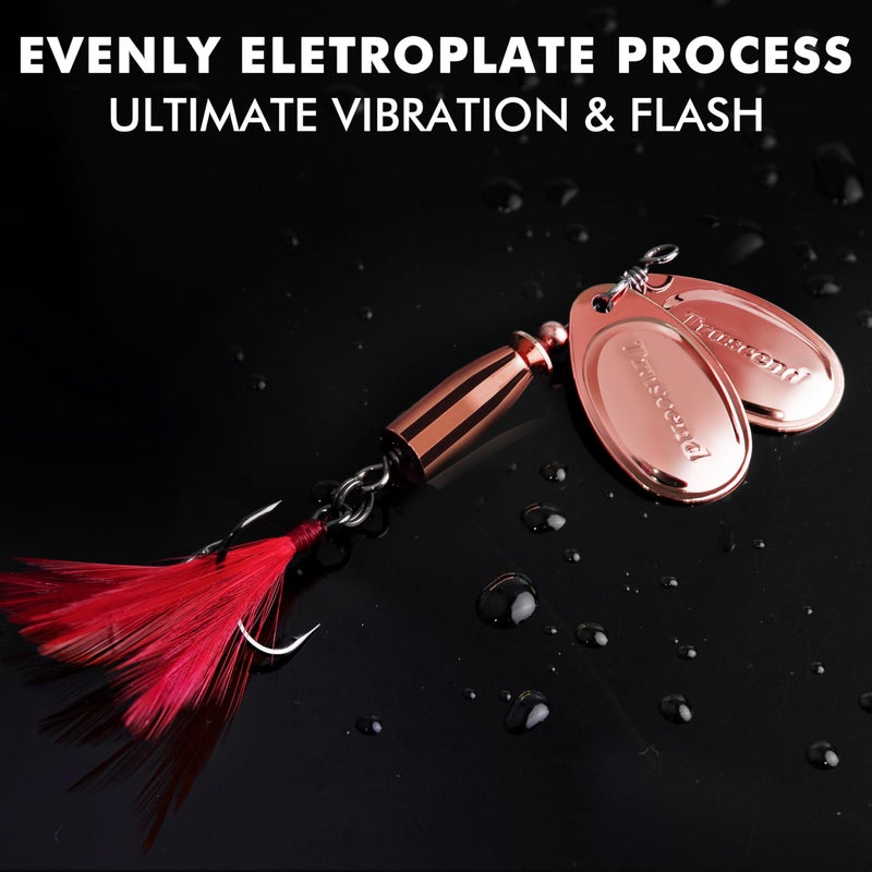 TRUSCEND طُعوم صيد دجاجة TRUSCEND المصنوعة بشكل جيد مع جسم وشفرة نحاسية لامعة، نظام شفرات مزدوجة لصيد الأسماك، طعوم كراپي للمياه العذبة، شفرات صيد طويلة 1/4 أونصة لصيد الباس والتروت والكراپي والوالاي. - Image 5