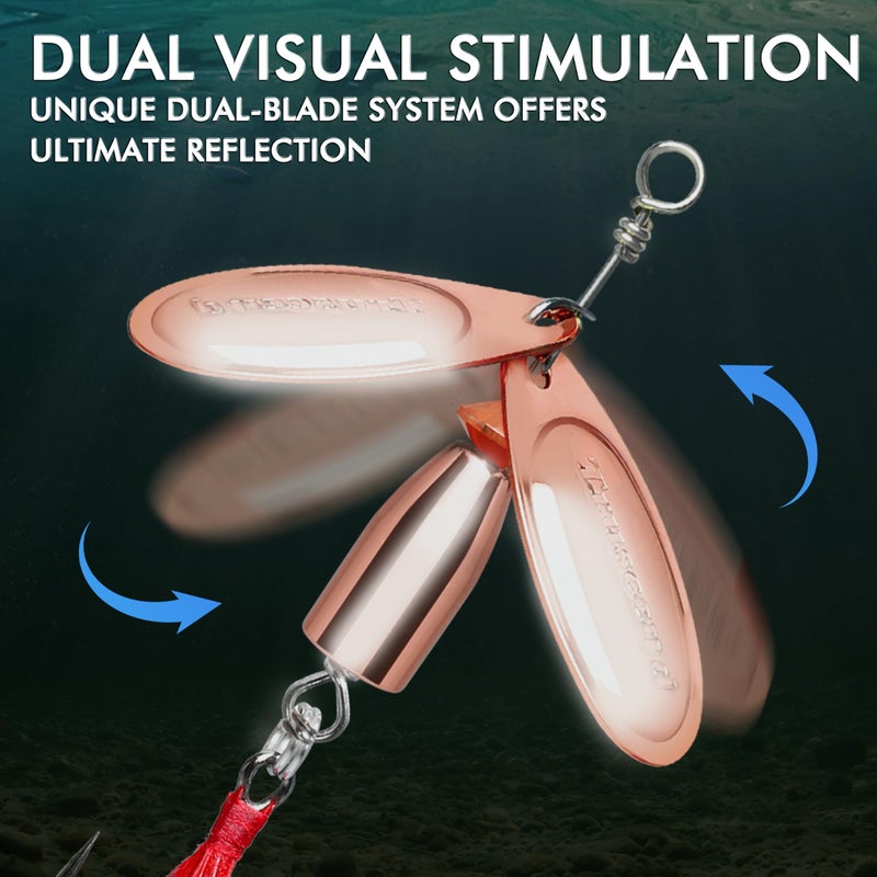 TRUSCEND طُعوم صيد دجاجة TRUSCEND المصنوعة بشكل جيد مع جسم وشفرة نحاسية لامعة، نظام شفرات مزدوجة لصيد الأسماك، طعوم كراپي للمياه العذبة، شفرات صيد طويلة 1/4 أونصة لصيد الباس والتروت والكراپي والوالاي. - Image 3