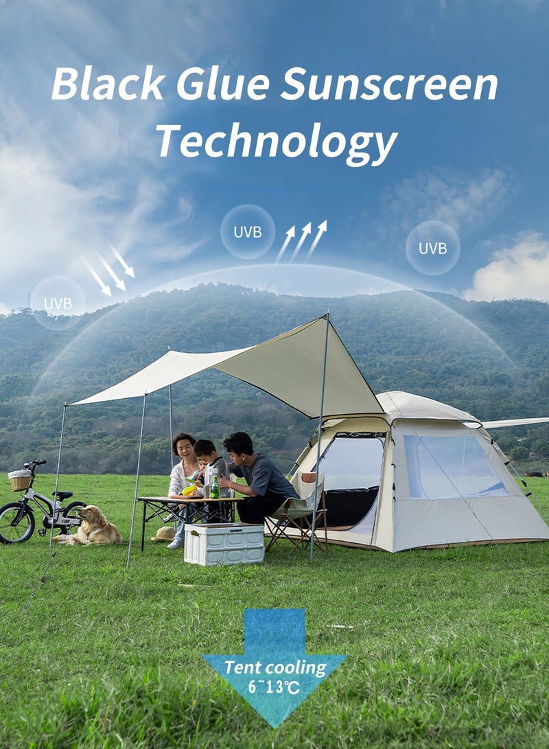 ليوكور خيمة تخييم 3-4 أشخاص، خيمة سفر رياضية خارجية، خيمة محمولة مقاومة للشمس والمطر مع حقيبة حمل للتجمعات العائلية والمشي لمسافات طويلة وتسلق الجبال، لون أبيض 210x210x140 سم - Image 4