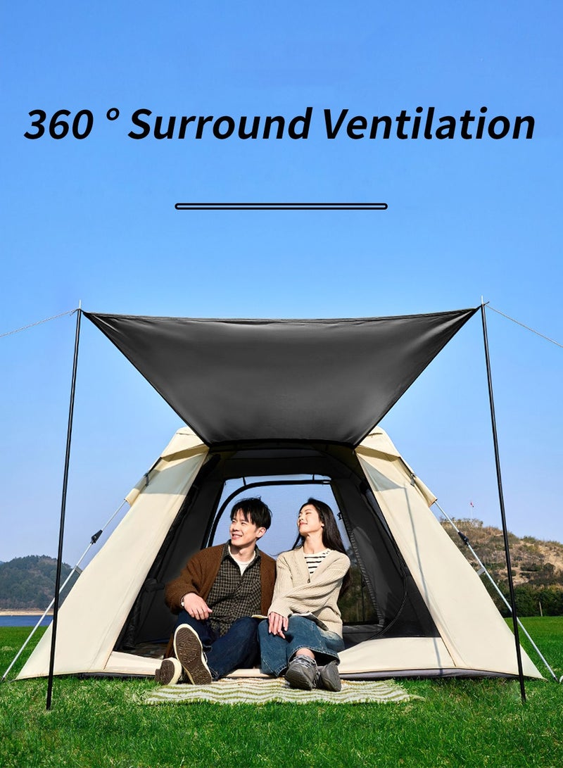 ليوكور خيمة تخييم 3-4 أشخاص، خيمة سفر رياضية خارجية، خيمة محمولة مقاومة للشمس والمطر مع حقيبة حمل للتجمعات العائلية والمشي لمسافات طويلة وتسلق الجبال، لون أبيض 210x210x140 سم - Image 5