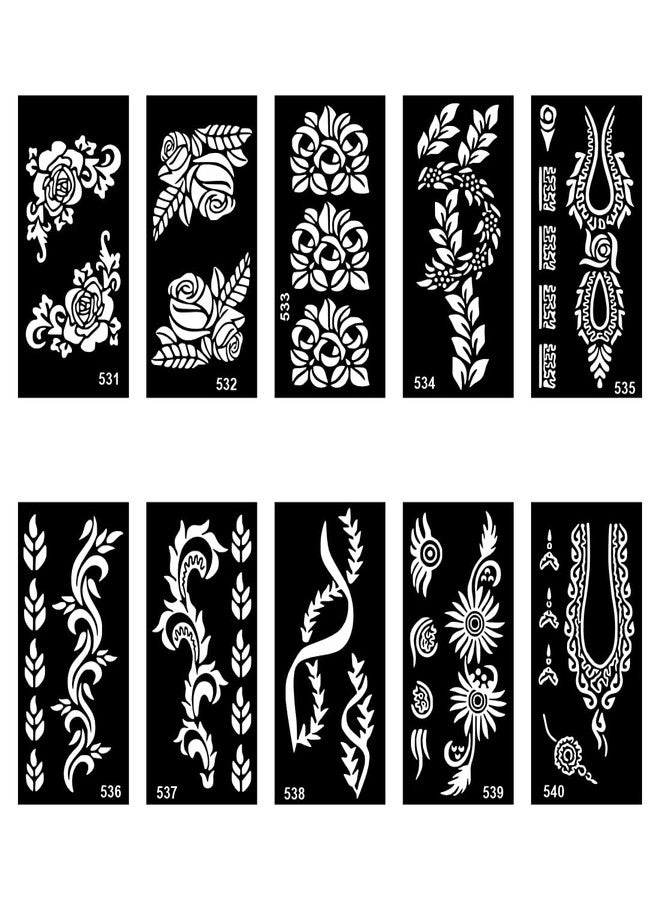 Komstec Back & Front Hand Mehndi Stencil Sticker Combo For Beginners And Party Use - Image 1