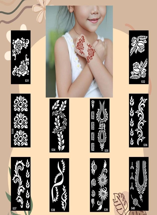 Komstec Back & Front Hand Mehndi Stencil Sticker Combo For Beginners And Party Use - Image 4