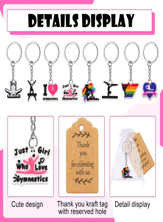Quelay 24 Pcs Gymnastics Party Favors Gymnastics Keychains Gymnast Gifts Gymnast Theme Birthday Party Supplies with Organza Bag and Thank You Kraft Tag for Backpack Handbag Decoration - Image 5