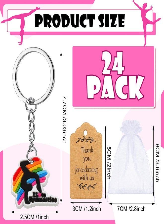 Quelay 24 Pcs Gymnastics Party Favors Gymnastics Keychains Gymnast Gifts Gymnast Theme Birthday Party Supplies with Organza Bag and Thank You Kraft Tag for Backpack Handbag Decoration - Image 4