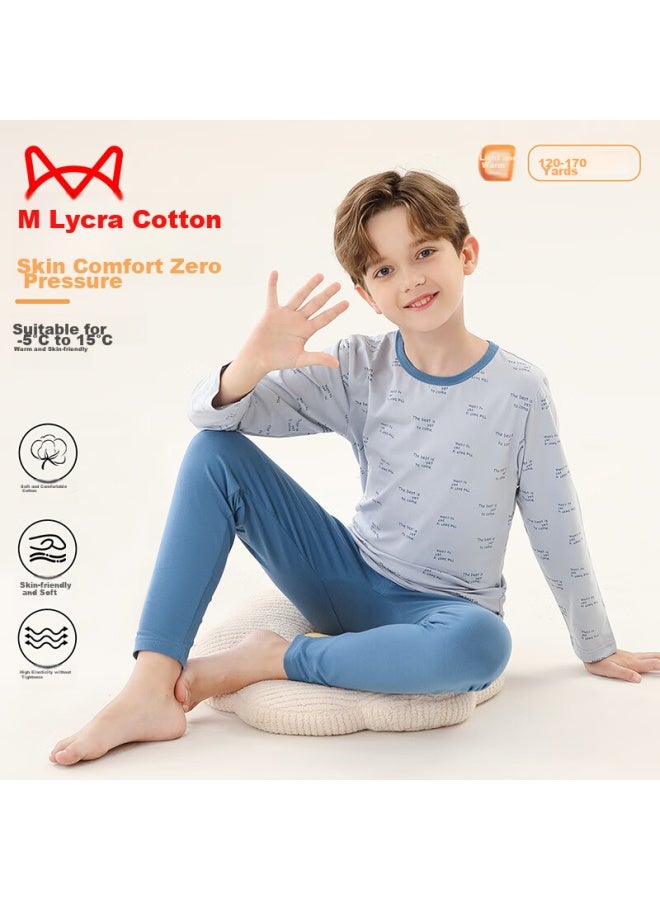 MIIOW Children's Thermal Underwear For Boys And Girls Autumn Top And Pants, Baby Boy And Girl Autumn Winter Pajamas, Cotton And Wool Set - Image 2