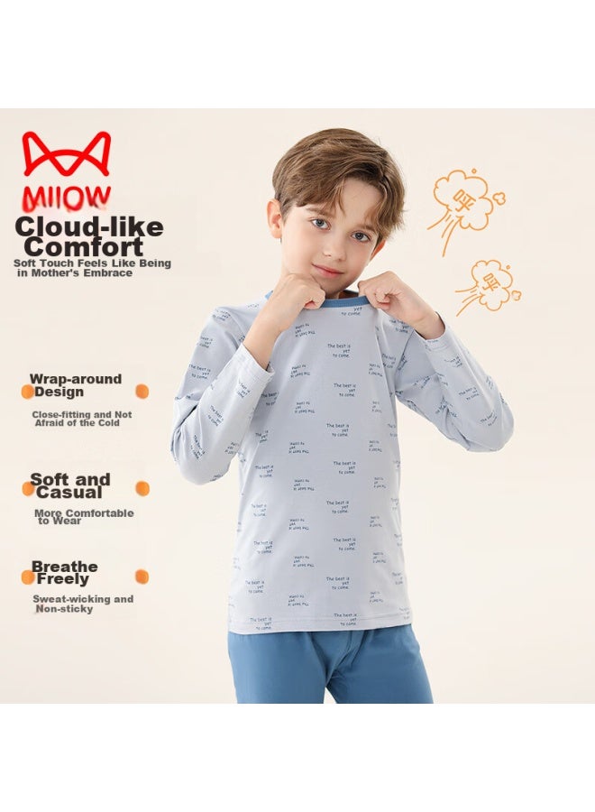 MIIOW Children's Thermal Underwear For Boys And Girls Autumn Top And Pants, Baby Boy And Girl Autumn Winter Pajamas, Cotton And Wool Set - Image 3