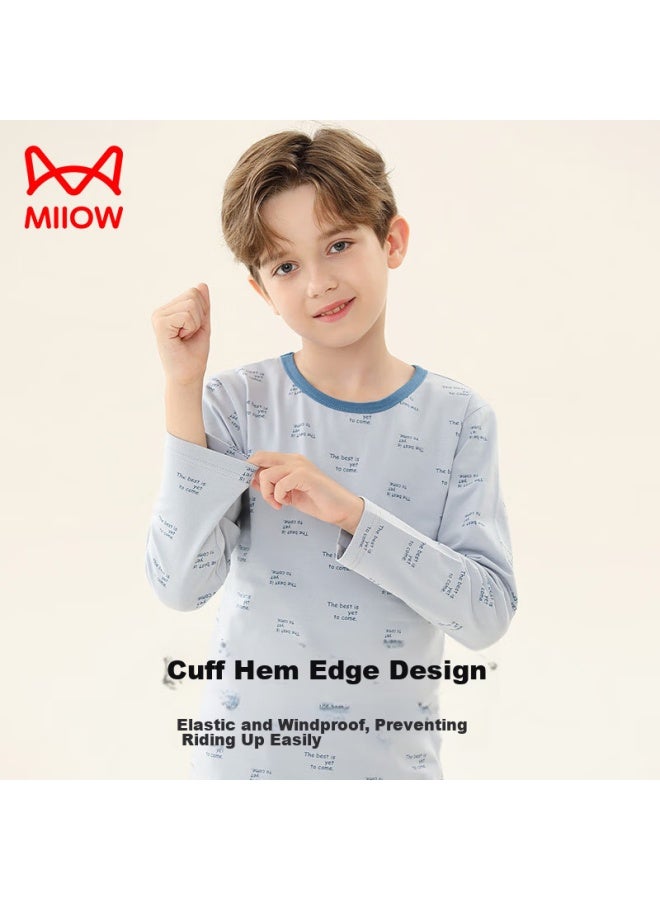 MIIOW Children's Thermal Underwear For Boys And Girls Autumn Top And Pants, Baby Boy And Girl Autumn Winter Pajamas, Cotton And Wool Set - Image 5