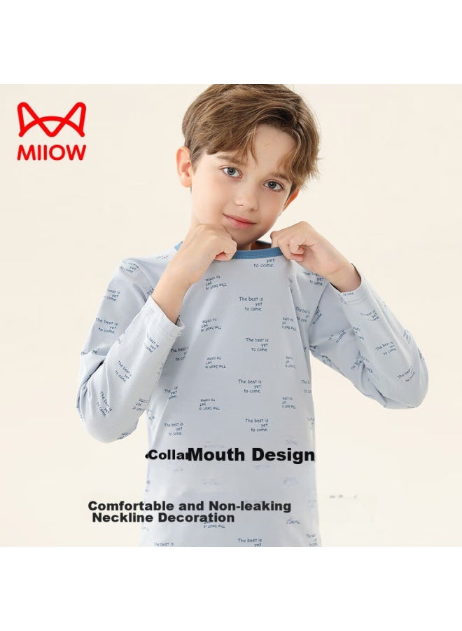 MIIOW Children's Thermal Underwear For Boys And Girls Autumn Top And Pants, Baby Boy And Girl Autumn Winter Pajamas, Cotton And Wool Set - Image 4
